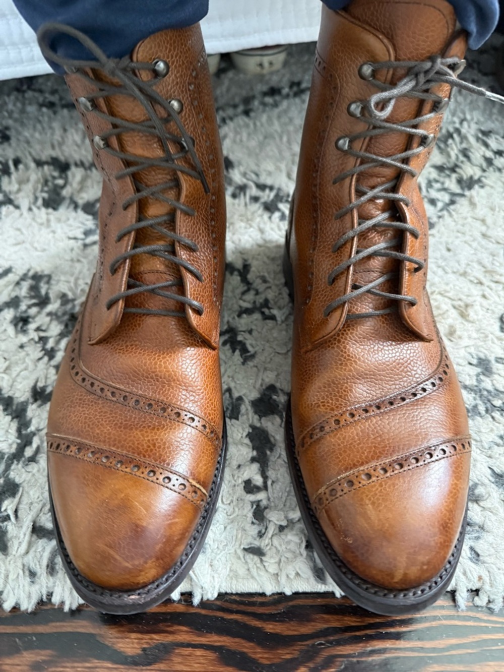 Taft Gladiator Men's Tan Leather Wingtip Boots - Classic Brogue Lace-Up - Picture 7 of 7